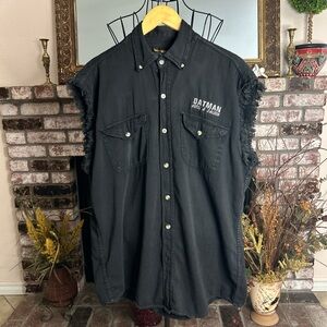 Biker Wear Men’s XL Sleeveless Button Shirt Oatman Hotel & Salon Ripper Sz XL